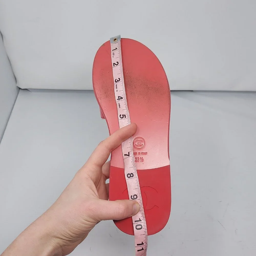 Chanel Cambon Mules RED CC Flat Slip on Sandals - Picture 6 of 9